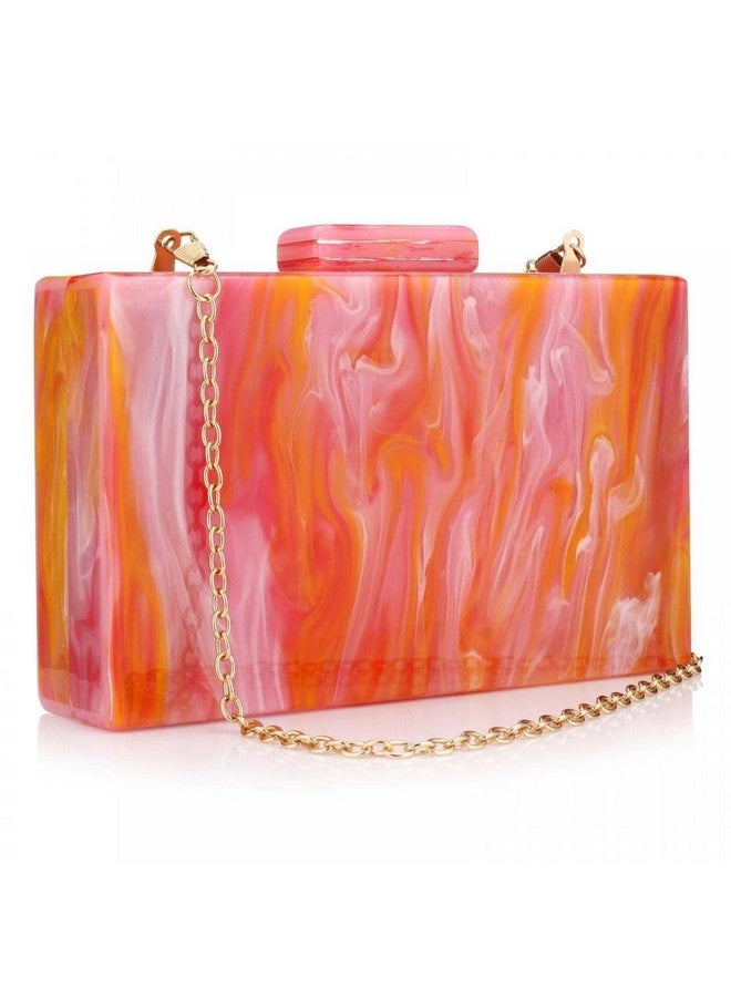 Gets Acrylic Handbags For Women Malachite Green Acrylic Evening Bag Unique Square Bag For Lady Evening Prom Banquet (Orange Red) - Image 1