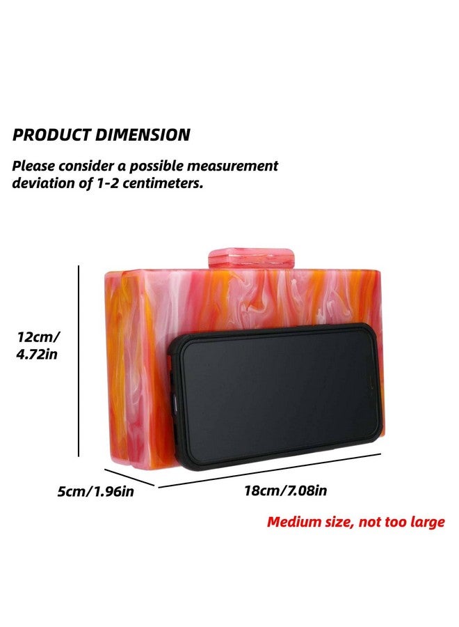 Gets Acrylic Handbags For Women Malachite Green Acrylic Evening Bag Unique Square Bag For Lady Evening Prom Banquet (Orange Red) - Image 2