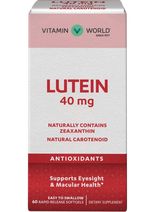 Vitamin World Lutein 40mg 60 Rapid Release Softgels, Eye Health, Vision, Antioxidant - Image 1