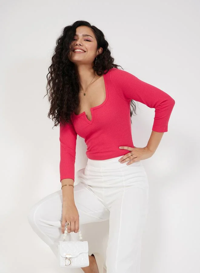 SASSAFRAS Textured Ribbed Long Sleeve Top by Styli