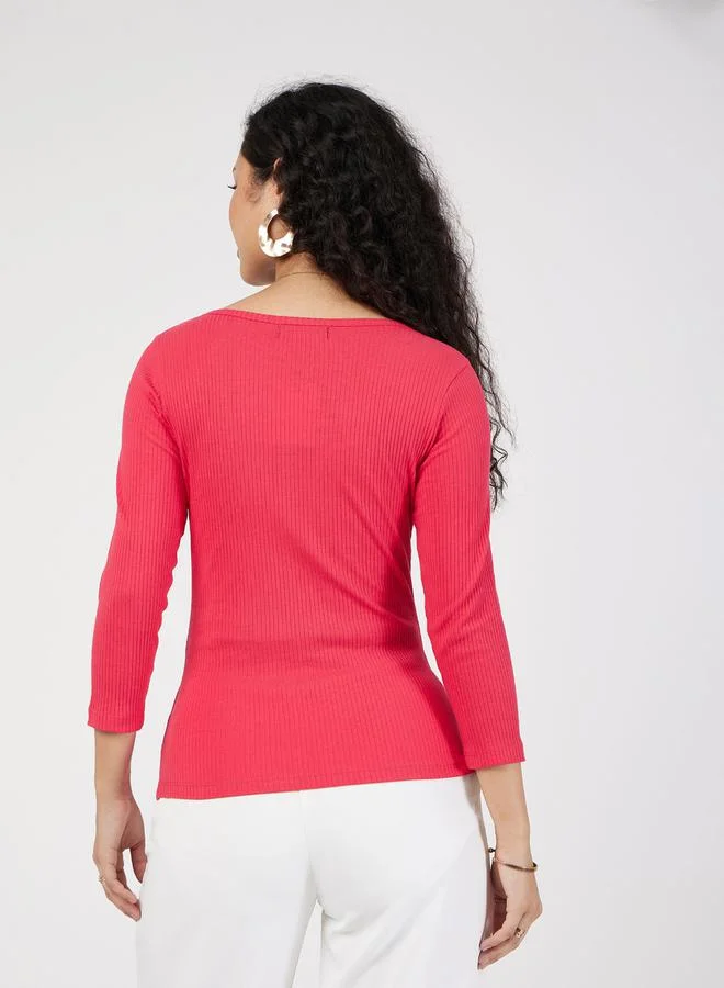 SASSAFRAS Textured Ribbed Long Sleeve Top by Styli