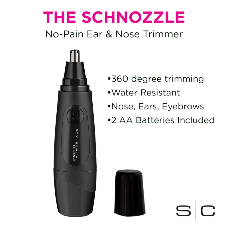 Stylecraft Schnozzle Cordless Nose and Ear Trimmer, Water Resistant, Portable, LED Light, Matte Black - Image 4