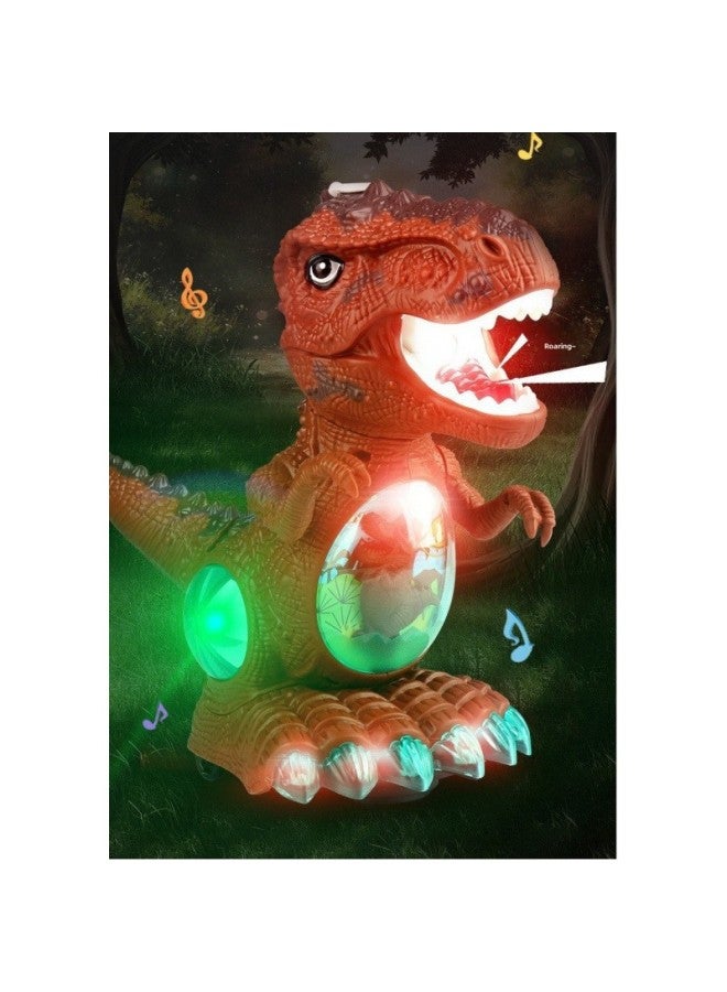 Electric Spray Dinosaur Toy Simulation Animal Model Universal Wheel Music Light Tyrannosaurus Rex Children's Toy-Color:Reddish Brown - Image 1