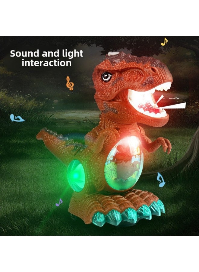 Electric Spray Dinosaur Toy Simulation Animal Model Universal Wheel Music Light Tyrannosaurus Rex Children's Toy-Color:Reddish Brown - Image 3