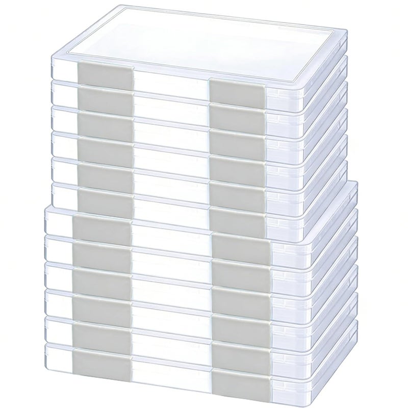 LonlyEagle 12 Pcs Clear A4 File Portable Project Case, Plastic Storage Box for 8.5" x 11" Letter Paper, Scrapbook Paper Storage Boxes Documents Magazines Holder - Image 1