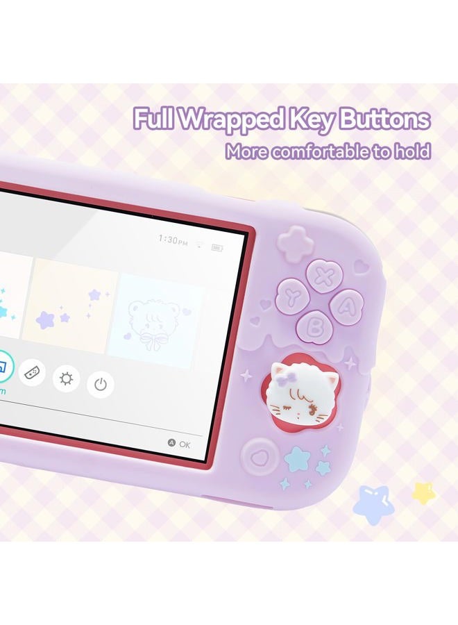 GEEKSHARE غطاء واقي سيليكون متوافق مع سويتش لايت، غلاف ناعم لطيف على شكل آيس كريم لسويتش لايت مع 2 غطاء قبضة إبهام - ميكو (وردي) - Image 2