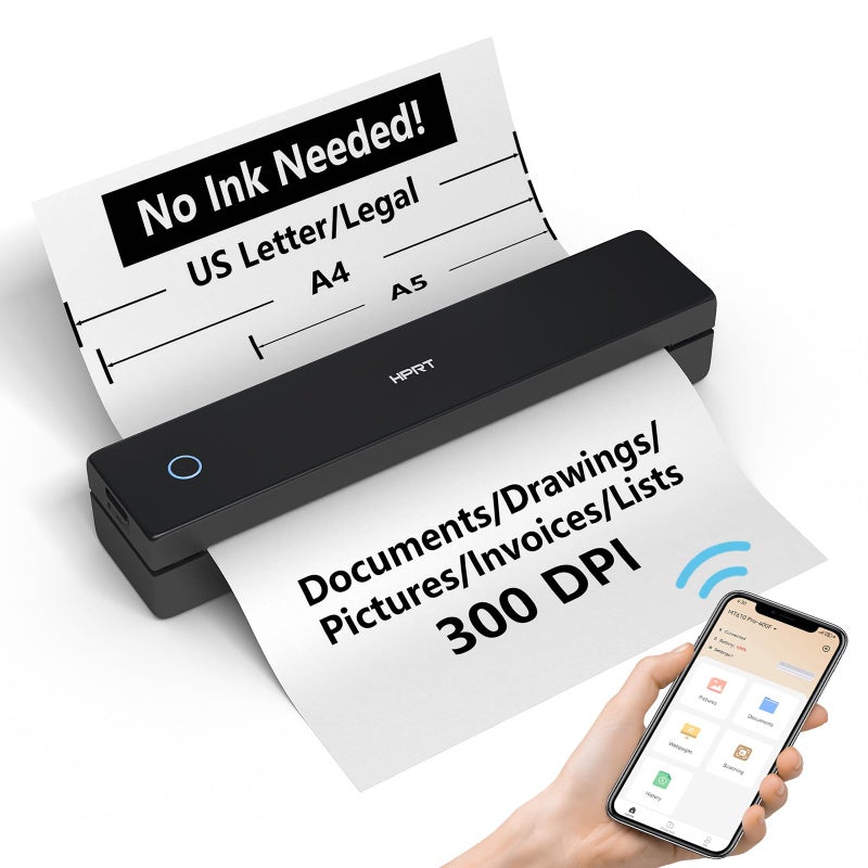 HPRT MT620 Pro Portable Thermal Printer Inkless Printer Supports Regular Paper Labels MultiUser Bluetooth Auto Paper Feed 300DPI Printer10Sheets - Image 2