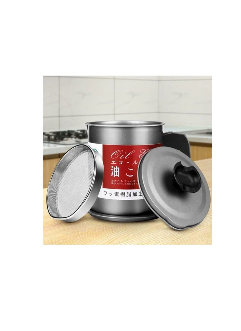BAIG - 1.7L Stainless Steel Oil Filter Pot Lard Tank Large Capacity Filter Soup Oil Separator Storage Tank Kitchen Tools Oil Bottle - Image 1