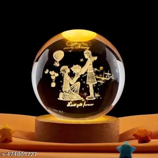 Chocozone Crystal Ball Led Night Light, 2.4Inch Glass Ball Night Lamp Table Lamp For Bedroom Valentine Gifts For Girlfriend Boyfriend Birthday Gifts Couple Showpiece - Image 2