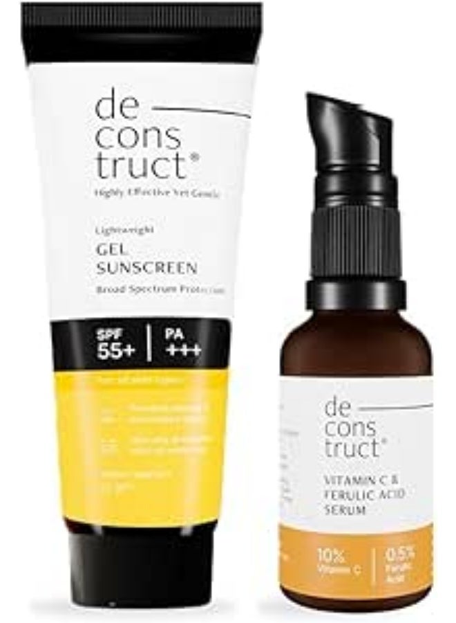 مجموعة Deconstruct Sun Protect Duo | سيروم للوجه بفيتامين سي 10% (30 مل) + جل واقي من الشمس (50 غ) (عبوة من قطعتين)