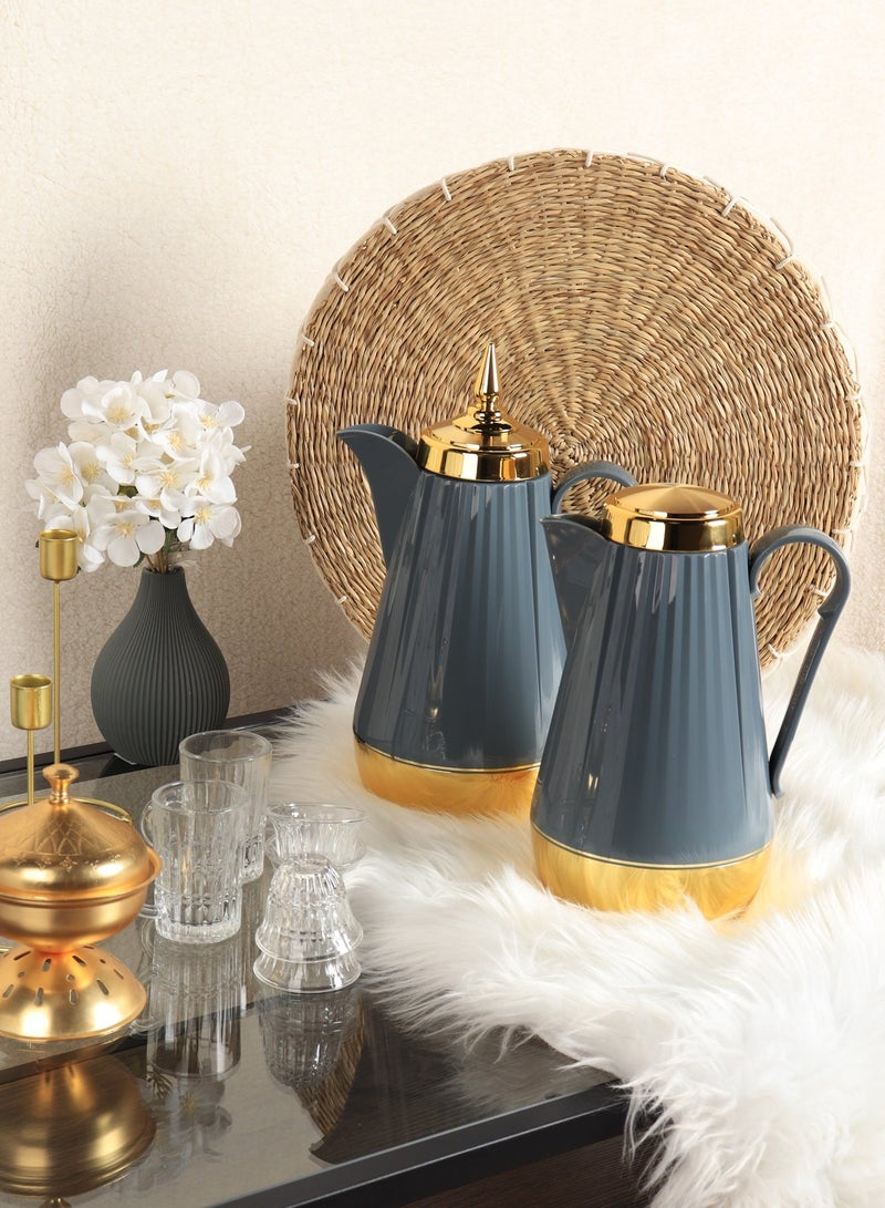 HOMEVEO Luxury tea and coffee thermos set - elegant design with golden touches - high-quality thermal insulation that maintains heat for long periods - 1 liter capacity - Image 2