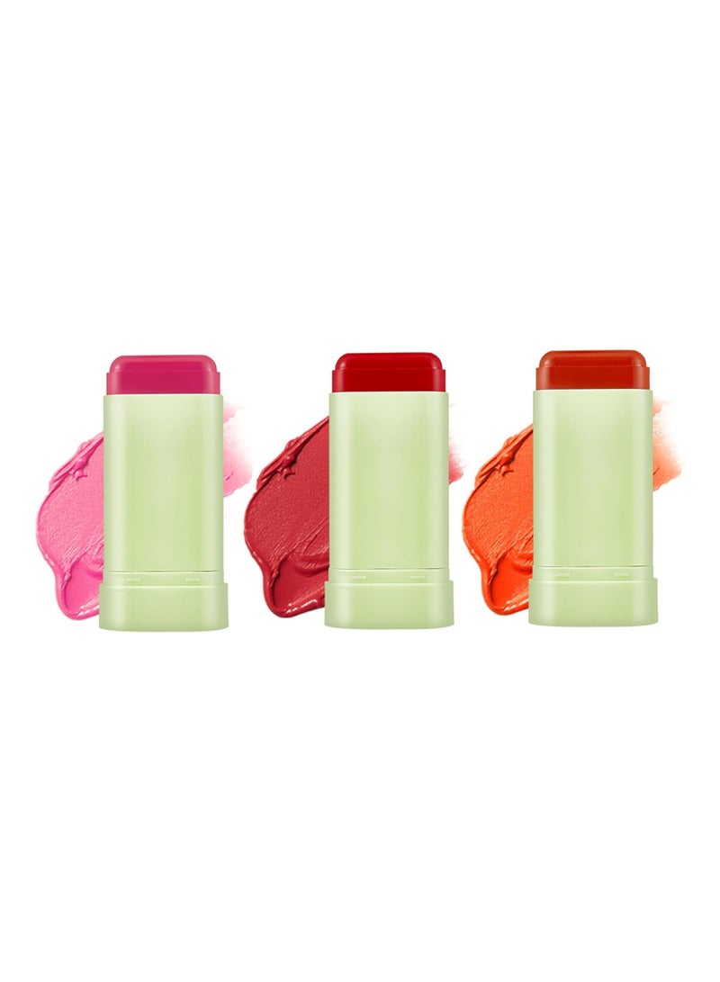 Meidián 3 Pcs Blush Sticks, 3 Colors Cream Makeup Blush Wand Set, Multi-Use Solid Blush Stick for Long-Lasting Waterproof Moisturizer, Blendable Blush Contour Stick for Eyes Lips Cheek - Image 1