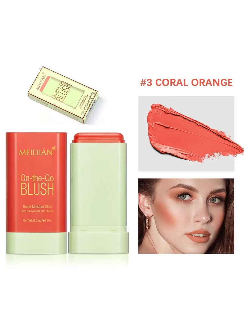 Meidián 3 Pcs Blush Sticks, 3 Colors Cream Makeup Blush Wand Set, Multi-Use Solid Blush Stick for Long-Lasting Waterproof Moisturizer, Blendable Blush Contour Stick for Eyes Lips Cheek - Image 4