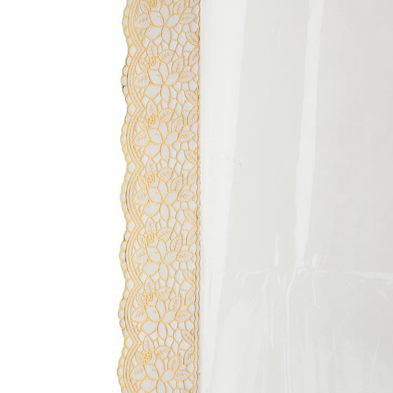 TANLOOMS أغطية طاولات طعام مربعة شفافة من تانلومز PVC مع دانتيل ذهبي 6 مقاعد بحجم 72 × 72 بوصة - Image 3