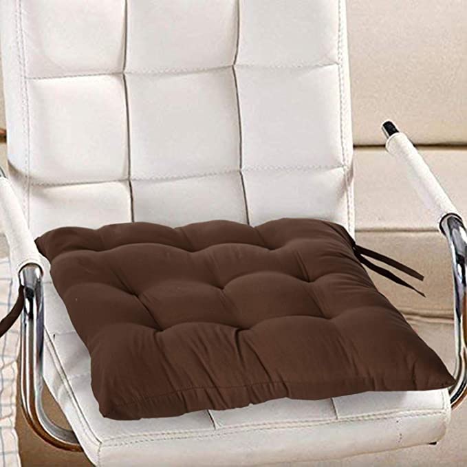 MITUL Microfiber Chair Cushion Seat Pad with Ties Use for Home Chair Bookstore Library Cafe Car Office 40X40cm 40x40 cm Brown 8 - Image 2