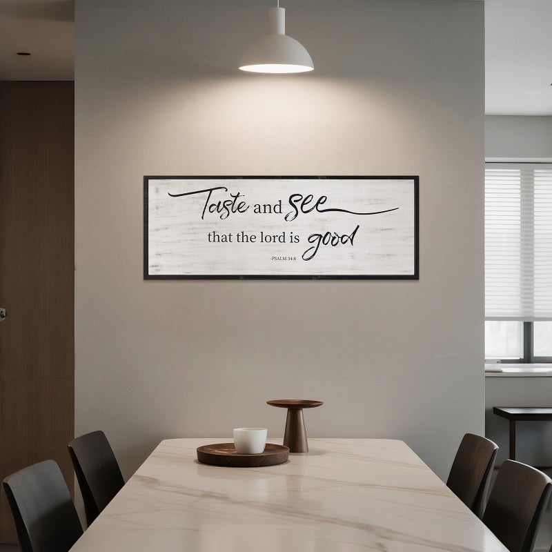 Easozoom Taste And See That The Lord Is Good Bible Verses Framed Wall Sign For Family Living Room Kitchen Farmhouse Dining Room Vintage Boho Wall Art Decoration For Living Room Bedroom, 40 X 15 Inch, Black - Image 4