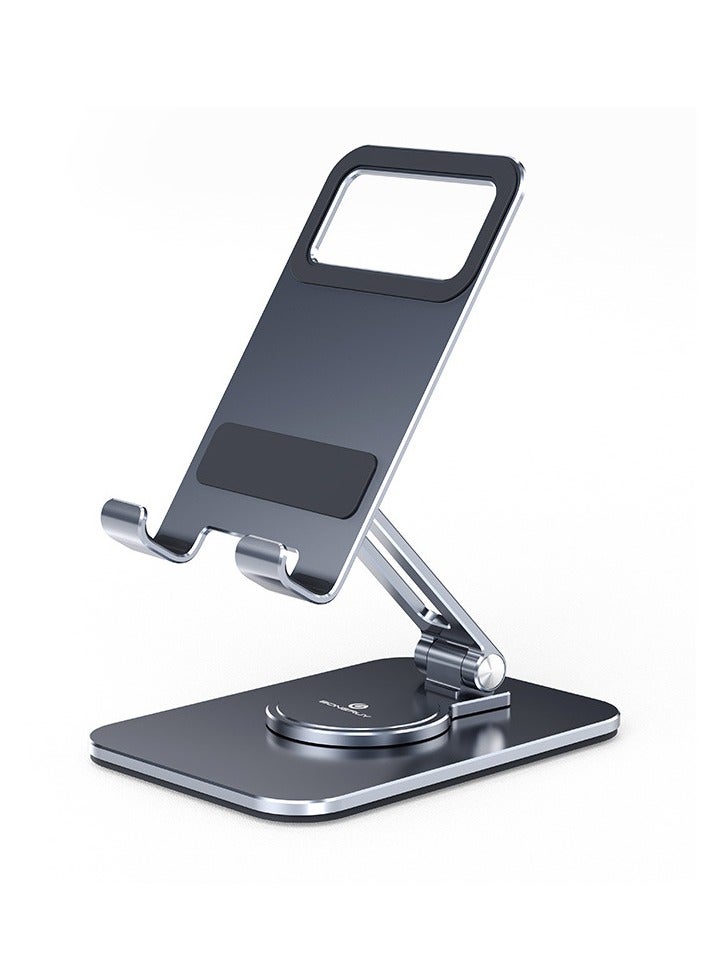 Metal Phone Stand & Tablet Stand – 360° Rotating Lightweight Metal Holder with Anti-Slip Base | Foldable Desktop Stand for Smartphones & iPads | Multifunctional & Adjustable