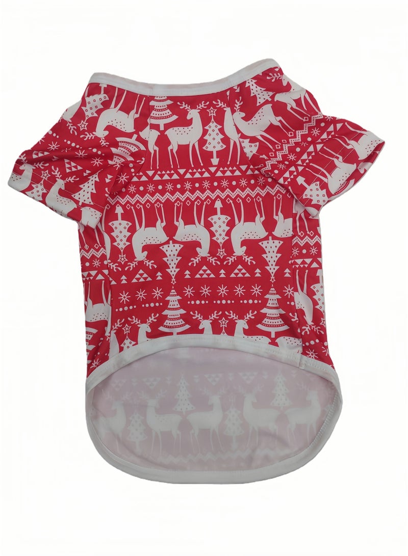 GGEROU طقم بيجامة عيد الميلاد للعائلة، بيجامة عيد الميلاد بطباعة الأيائل، ملابس نوم شتوية برقبة دائرية (للحيوانات الأليفة) - Image 2