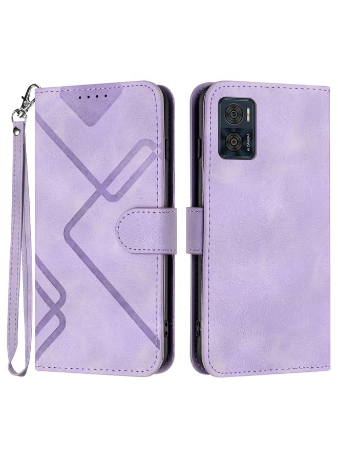 اس-توب جراب لهاتف Motorola Moto E22 مصنوع من الجلد بتصميم خطوط - Image 1