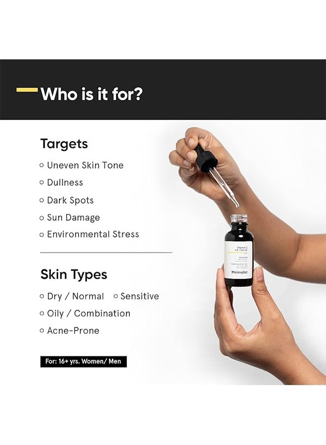 MINIMALIST 16% Vitamin C+ E + Ferulic Face Serum, Antioxidants Rejuvenate the Skin, Brightening Toner - 20 ML - Image 3
