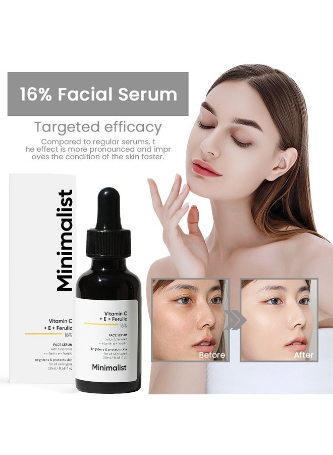 MINIMALIST 16% Vitamin C+ E + Ferulic Face Serum, Antioxidants Rejuvenate the Skin, Brightening Toner - 20 ML - Image 4