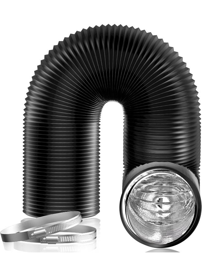 Hon&Guan 8 inch 16 FT Long Air Ducting, Heavy-Duty Four-Layer Protection Dryer Vent Hose for Heating Cooling Ventilation and Exhaust-with 2 Clamps, Black - Image 1