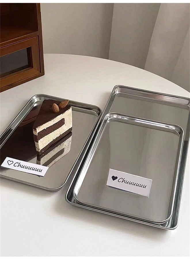 Stainless Steel Tray for Serving Burgers, Juice, Coffee, Cakes, Eid Gift, Small Size  - Image 1