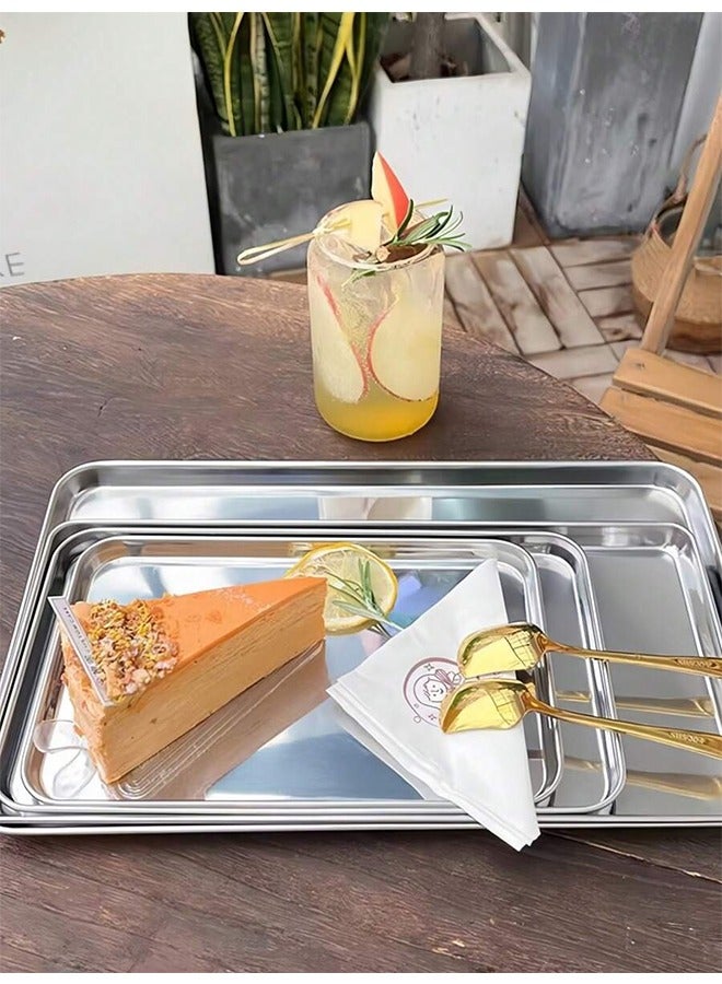 Stainless Steel Tray for Serving Burgers, Juice, Coffee, Cakes, Eid Gift, Small Size  - Image 3