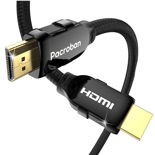 Pacroban HDMI Cable for Laptop to Monitor 3 Foot - Ultra High Speed Certified HDMI 2.1 Cord, Braided, eARC, 48Gbps, 8K 60Hz, 4K 120Hz/Fps DTS:X, HDR, HDCP, Hyperfast Black - Image 1
