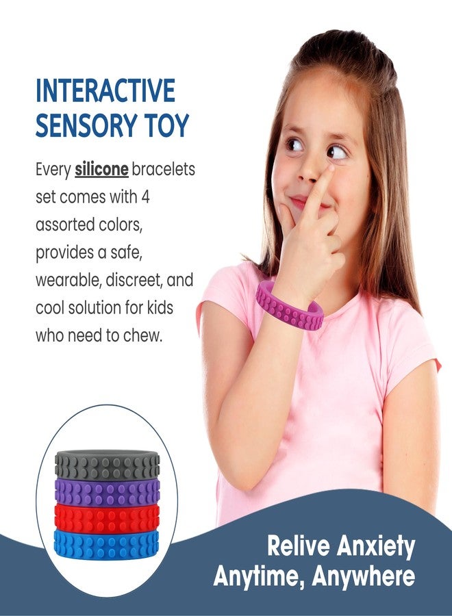 Mintlyfe Chew Bracelets for Sensory Kids, Silicone Oral Motor Chewy Teether Bracelet for Chewers with Autism, ADHD, SPD, or Biting Needs, 4 Colors - Image 4