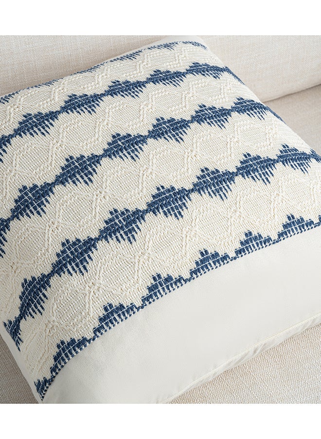 Fancy Homi مجموعة من 2 غطاء وسادة زخرفي عتيق للكنبة، السرير والأريكة، نمط ساحلي بوهيمي وريفى مع خيوط، تصميم جمالي وحديث - 45x45 سم - أزرق باهت - Image 4