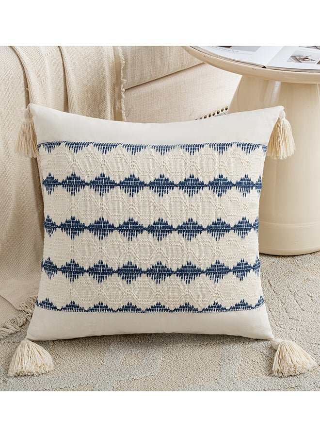 Fancy Homi مجموعة من 2 غطاء وسادة زخرفي عتيق للكنبة، السرير والأريكة، نمط ساحلي بوهيمي وريفى مع خيوط، تصميم جمالي وحديث - 45x45 سم - أزرق باهت - Image 2
