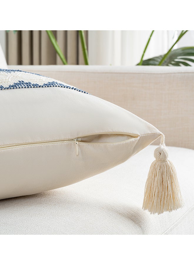 Fancy Homi مجموعة من 2 غطاء وسادة زخرفي عتيق للكنبة، السرير والأريكة، نمط ساحلي بوهيمي وريفى مع خيوط، تصميم جمالي وحديث - 45x45 سم - أزرق باهت - Image 3