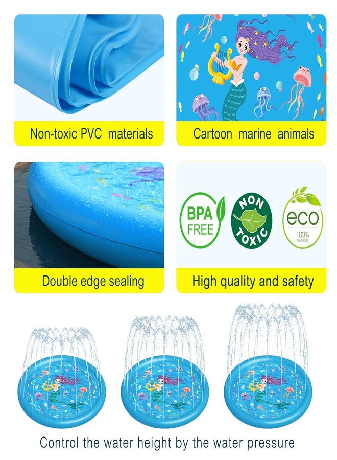 Hitop Kids Sprinklers for Outside, Splash Pad for Toddlers & Baby Pool 3-in-1 60" Water Toys Gifts for 1 2 3 4 5 Year Old Boys Girls Splash Play Mat - Image 5