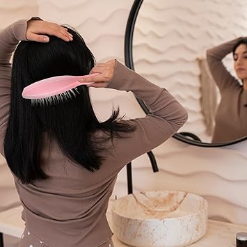 Styquenzer Hair Extension Brushes 2 Pieces Wig Brush for Synthetic Wigs Portable Metal Wire Wet Hair Comb Professional Stainless Steel Teeth for Women Girls Human Hair Pink - Image 2