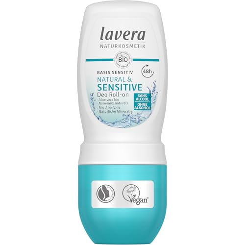 lavera Deo RollOn Basis sensitiv Natural Sensitive NATURAL SENSITIVE 48h vegan natural cosmetics organic aloe vera natural minerals without aluminum 48h protection 17 Fl Oz - Image 1
