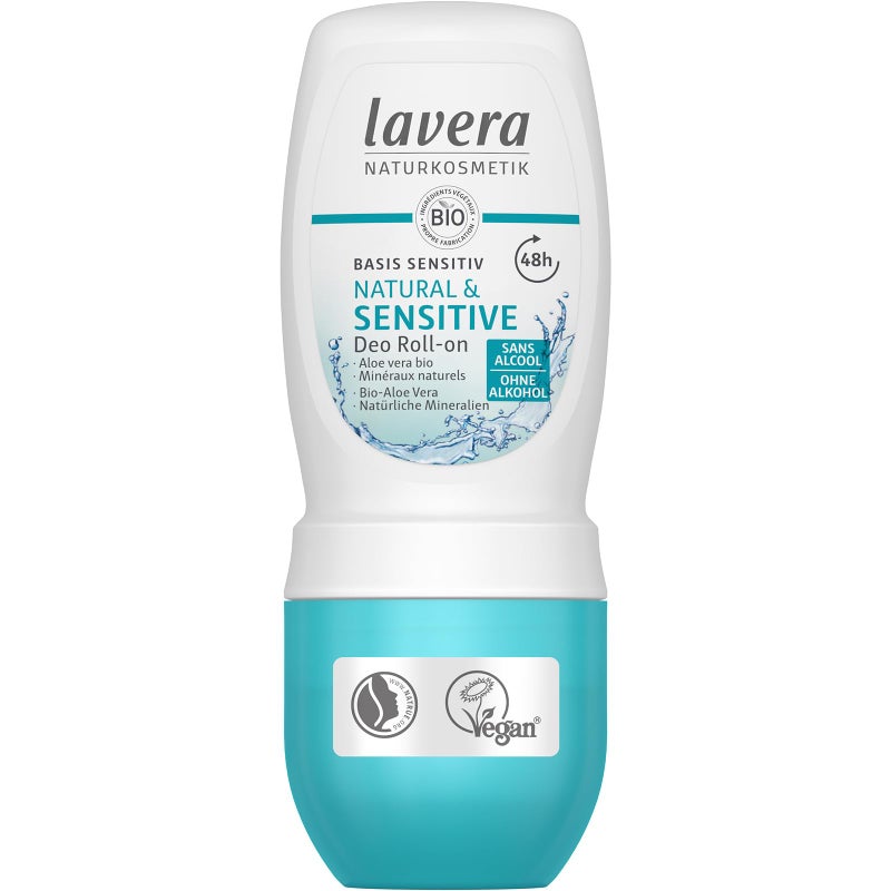 lavera Deo RollOn Basis sensitiv Natural Sensitive NATURAL SENSITIVE 48h vegan natural cosmetics organic aloe vera natural minerals without aluminum 48h protection 17 Fl Oz - Image 3