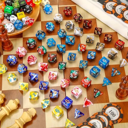 Yilloog 210 Pcs Dice Sets Bulk with Drawstring Bag Polyhedral Dice Sets Multi Role Playing Table Game D4 D6 D8 D10 D D12 D20 Classic Style - Image 5