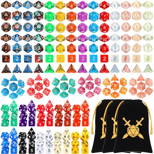 Yilloog 210 Pcs Dice Sets Bulk with Drawstring Bag Polyhedral Dice Sets Multi Role Playing Table Game D4 D6 D8 D10 D D12 D20 Classic Style - Image 1
