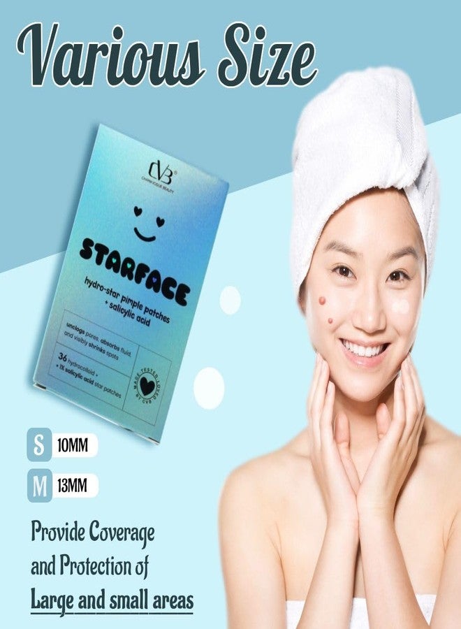 CVB Starface Hydro-Star Pimple Patches | 36 Star Acne Patches to Unclog Pores, Absorb Fluid & Visibly Shrink Spots | Fast-Acting Hydrocolloid Acne Treatment for Clear Skin - Image 3