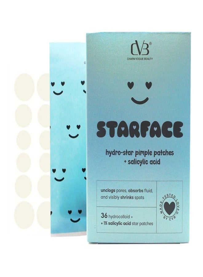 CVB Starface Hydro-Star Pimple Patches | 36 Star Acne Patches to Unclog Pores, Absorb Fluid & Visibly Shrink Spots | Fast-Acting Hydrocolloid Acne Treatment for Clear Skin - Image 1
