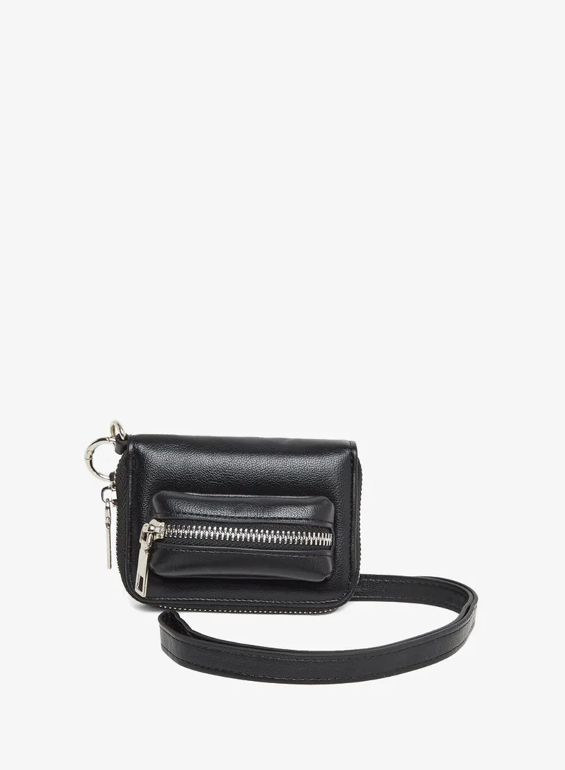 Styli Styli Black Long Strap Zip Pocket Bag