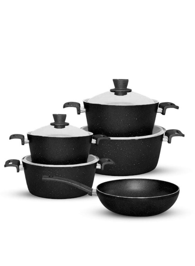 جلوري طقم حلل جرانيت غير لاصق ايكو 9ق 4 حلة (18-20-24-28) + ووك 28 اسود