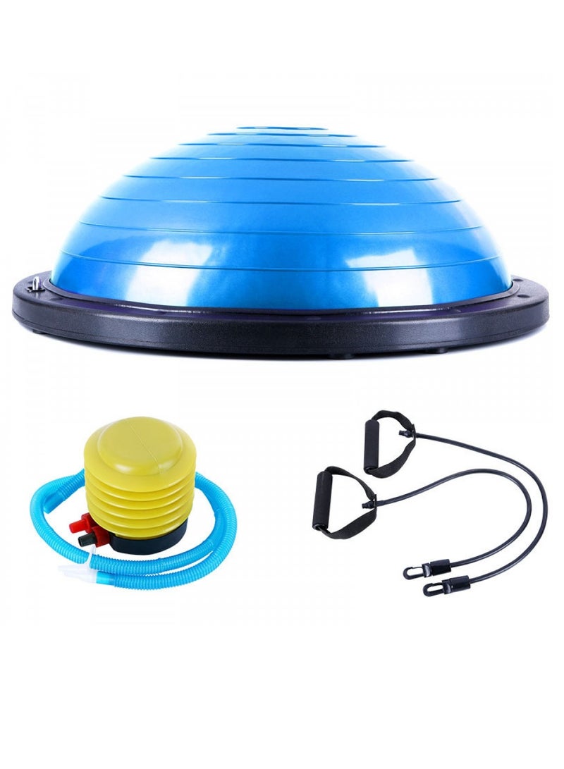 23" Yoga Balance Trainer Ball for Home Gym Workouts with Resistance Bands & Pump, Blue