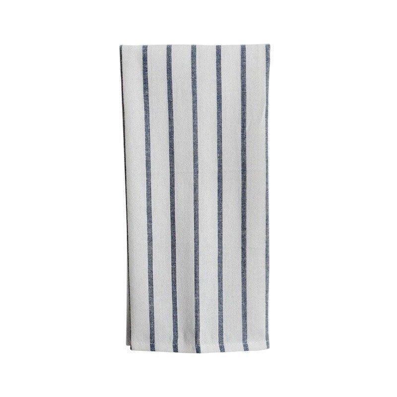 Mediterranean Style Blue Kitchen Towels Blue Stripe on White Background Blue Stripe on White Background