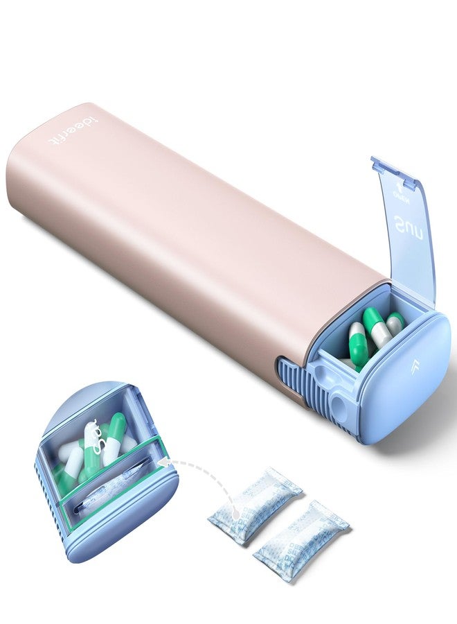 IDEERFIT Pill Box 7 Day Pill Box [LFGB Certified] [Dry Safe] [Tablet Box 2 Times a Day] Tablet Organiser Pill Box Organiser Medicine Box Morning Evening, Small (Pink) - Image 1
