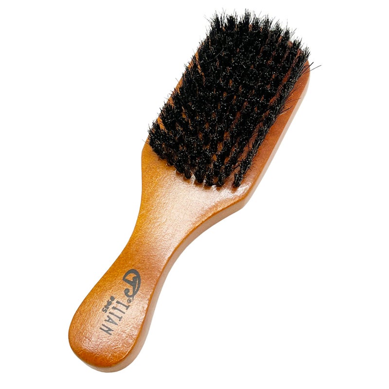 Titan Club Wave Brush for Men - 100% Natural Boar Bristles, Durable Wooden Handle, Smoothing Brush for All Hair Types, Restores Shine and Waves - Image 1
