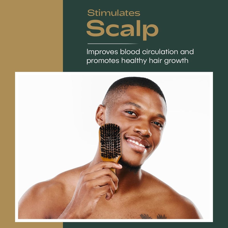 Titan Club Wave Brush for Men - 100% Natural Boar Bristles, Durable Wooden Handle, Smoothing Brush for All Hair Types, Restores Shine and Waves - Image 5