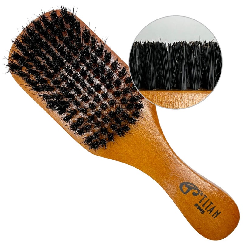 Titan Club Wave Brush for Men - 100% Natural Boar Bristles, Durable Wooden Handle, Smoothing Brush for All Hair Types, Restores Shine and Waves - Image 2