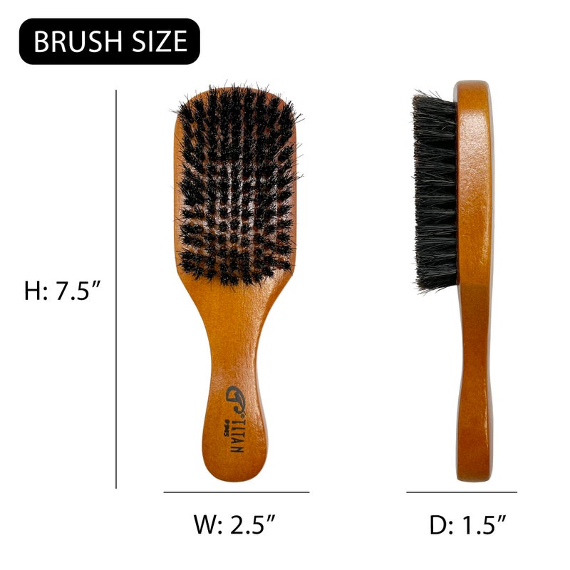 Titan Club Wave Brush for Men - 100% Natural Boar Bristles, Durable Wooden Handle, Smoothing Brush for All Hair Types, Restores Shine and Waves - Image 3
